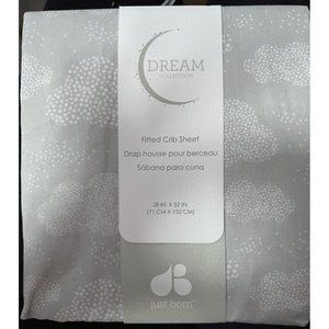 2/ $25 ⭐️ NEW Just Born Dream Collection Gray Fitted Clouds Crib Sheet 28" x 52"